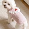Pet Sleeveless Shirt Spring Summer Lace Ruffle Embroidery Cherry Small Breed Dogs Cats Clothes Breathable Pet Costume Outfit Apparel