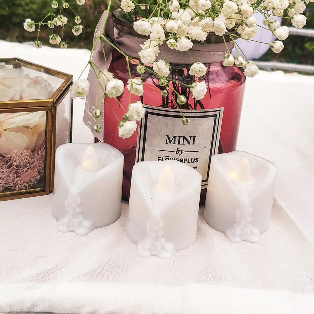 12Pcs Simulation Melting Tea Wax Candle Lamps Remote Control Christmas Party Decoration Electronic