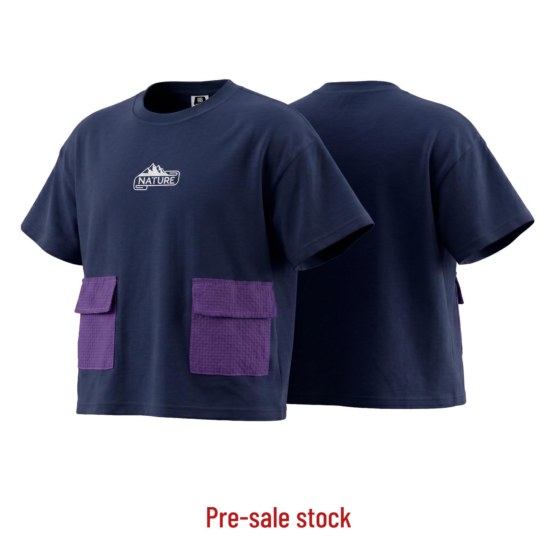 YuanYuanJia Boys Color Block Pocket Cotton T-Shirt - Short Sleeve, Summer 2026 Trend. 120 cm