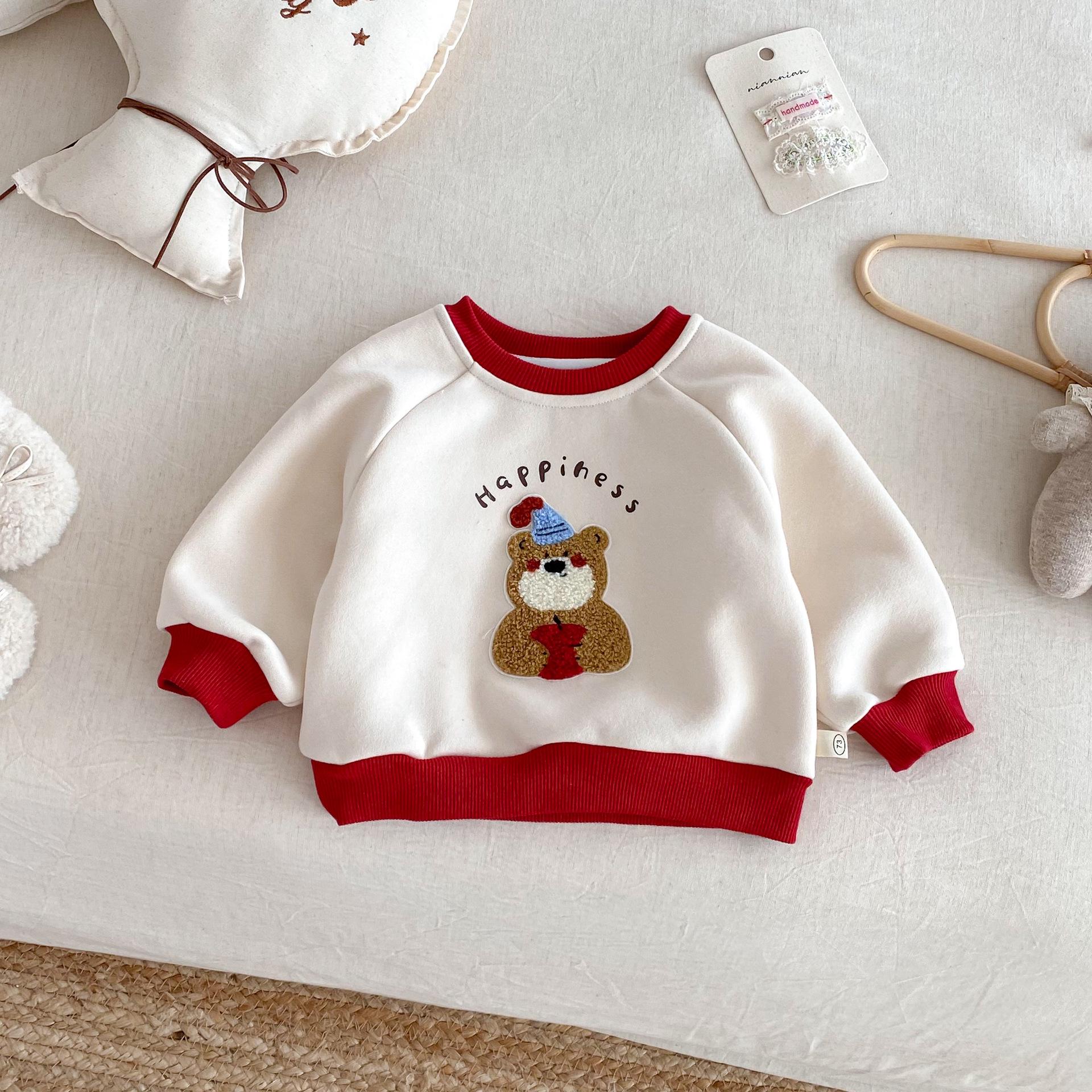 

2025 New Winter Chenille Embroidery Sweatshirt for Girls - Cute Cartoon Thick Pullover 73 миндальный