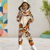 Girls Hooded Long Sleeve Turtle Printed Kangaroo Pocket Top Cuffed Pants Two Piece Set
