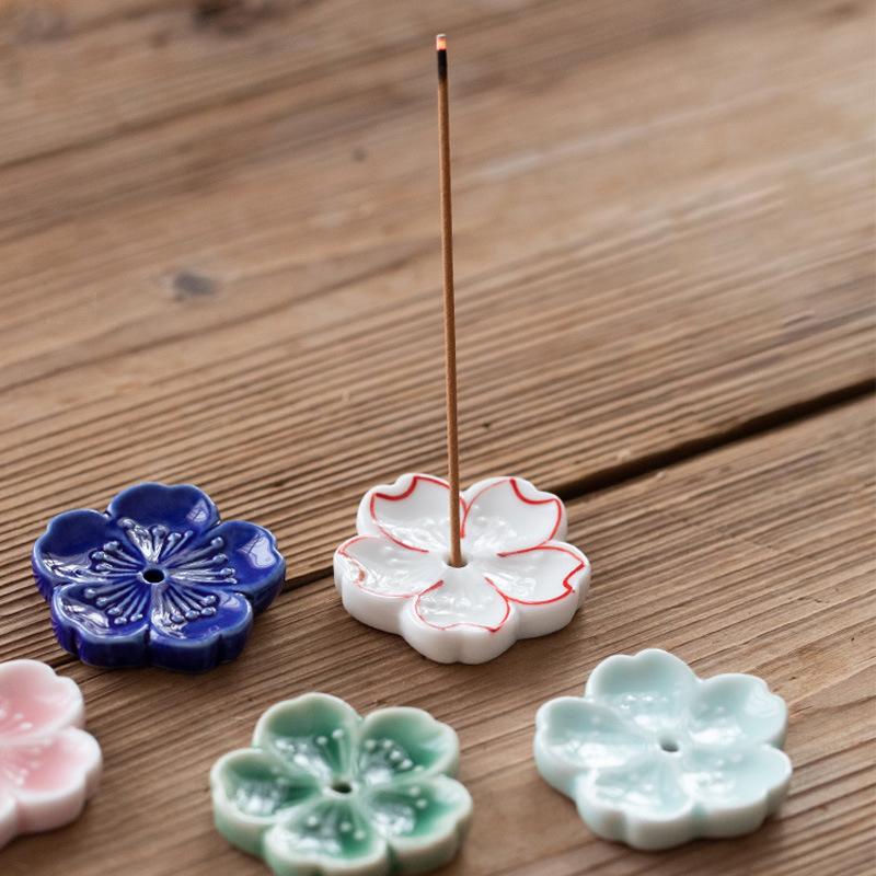 Kirschblüten Räuchergefäß Zuhause Keramik Dekor Stäbchenhalter Aromatherapie Räucherstövchen Büro Teehaus Ornament