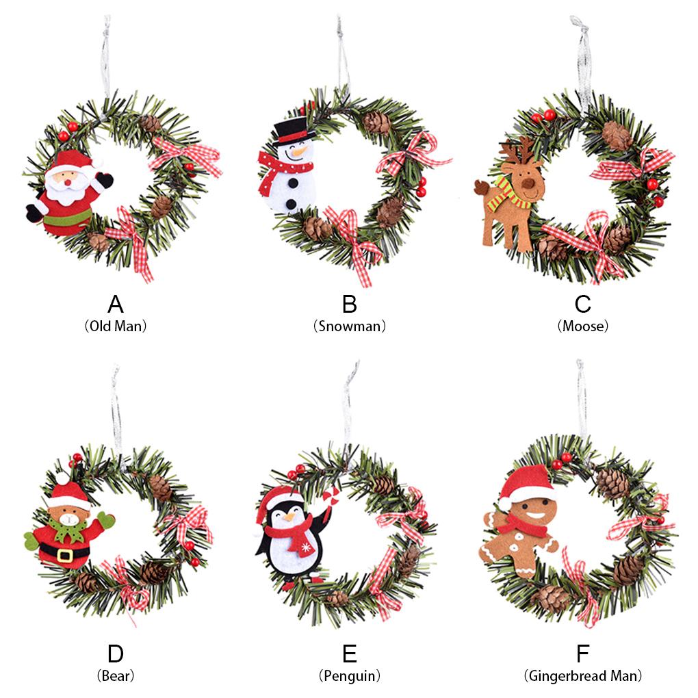 Artificial Christmas Wreath Hanging Simulation Xmas Garland Reusable Indoor Decoration Ornament Pendant Background Decor