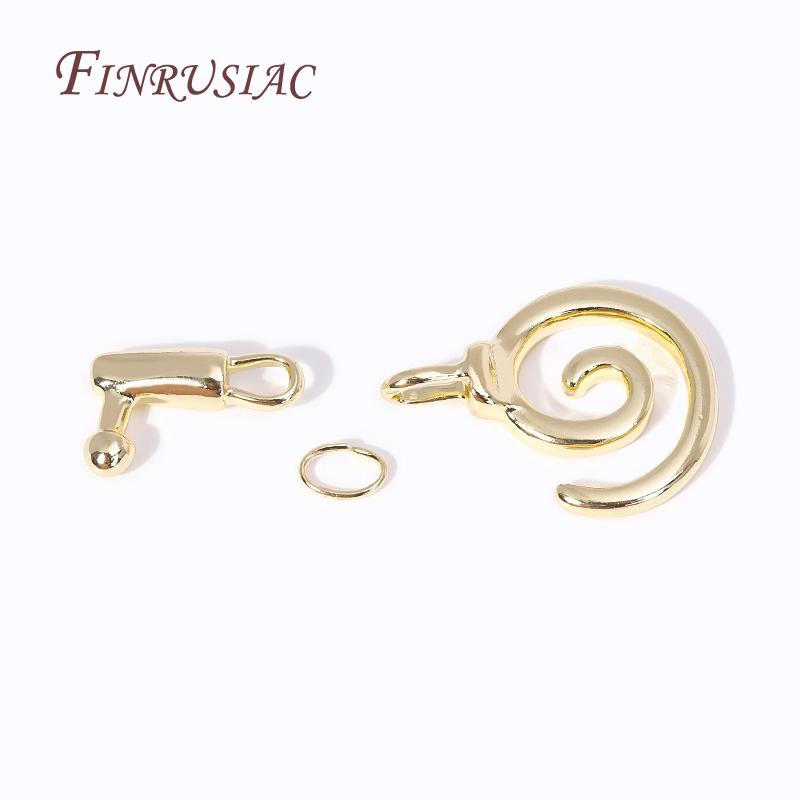 18K Gold Plated Spiral Shape OT Clasps For DIY Bracelet Necklace Components,Brass End Beads Toggle Clasps Supplies For Jewelry