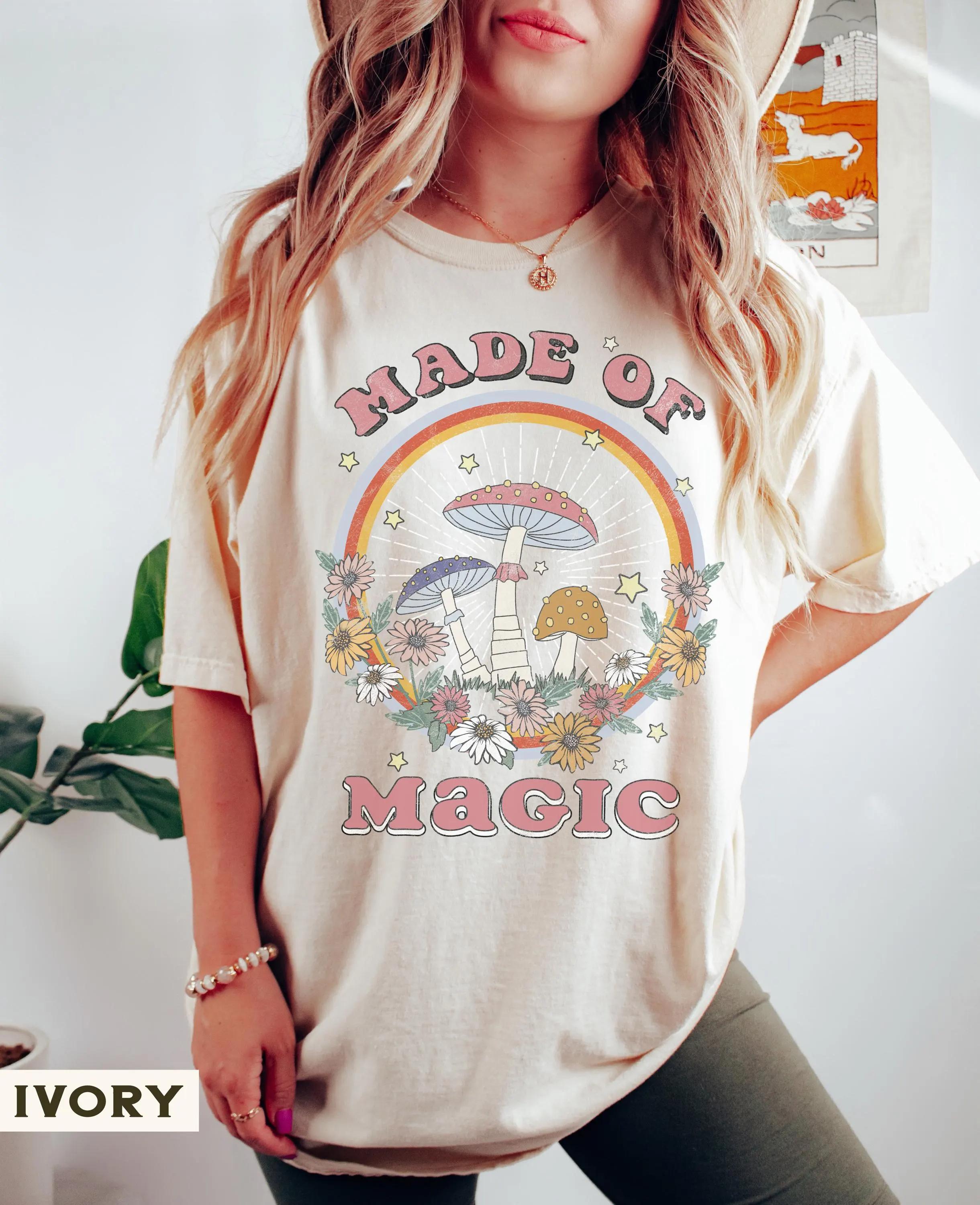 

Summer Womens Retro Mushroom TShirt Boho Tee Cotton and Breathable Short Sleeve Streetwear Oversized Loose Casual 4XL