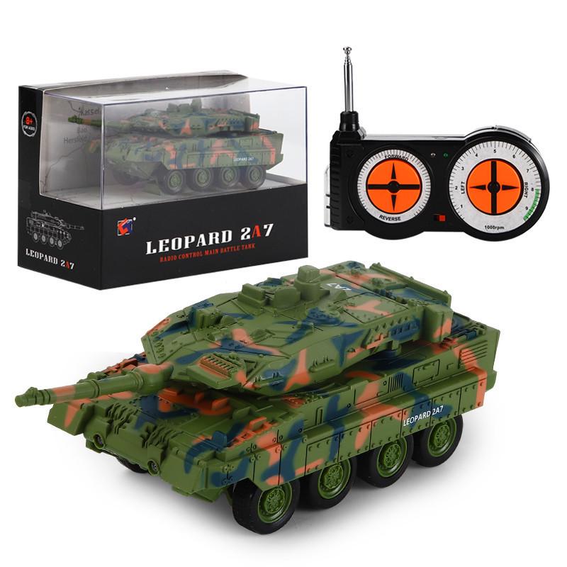 Mini Remote Control Military Tank with Four-Way Simulation and Wireless Charging for Kids
