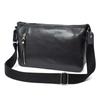Sac à Bandoulière Double Cuir pour Hommes et Femmes, Bandoulière, Design Simple, Capacité Format B5, Cuir de Vachette, JPU-7465 (Marine)