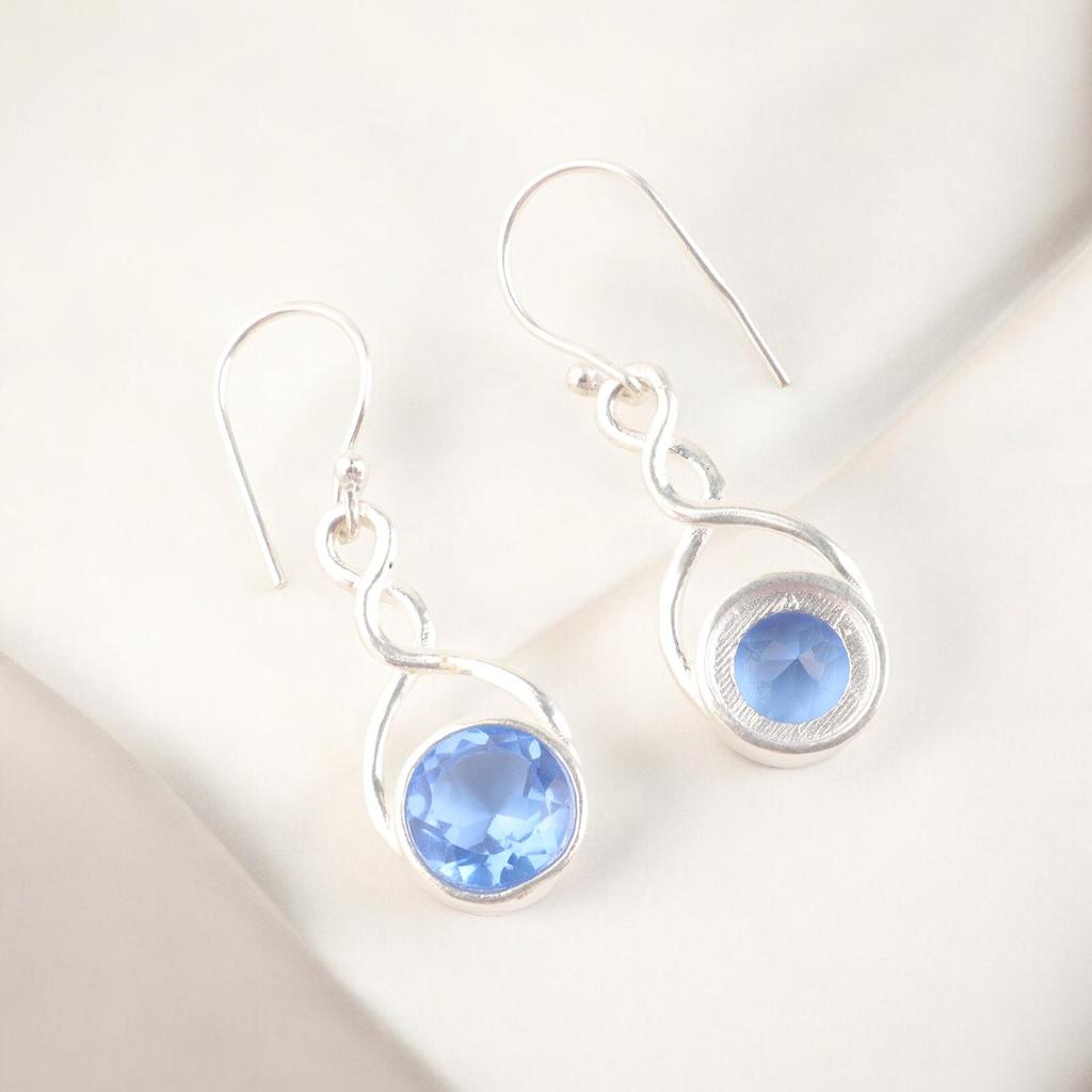Attractive Blue Tanzanite Gemstone 925 Stamped Silver Dangle Earrings 1.68" CE-15-6