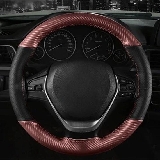 Car Steering Wheel Cover 15 inch/38 cm Soft Fiber Leather  Anti-slip Steering-Wheel Braid Stitch On Wrap With Needle Thread
