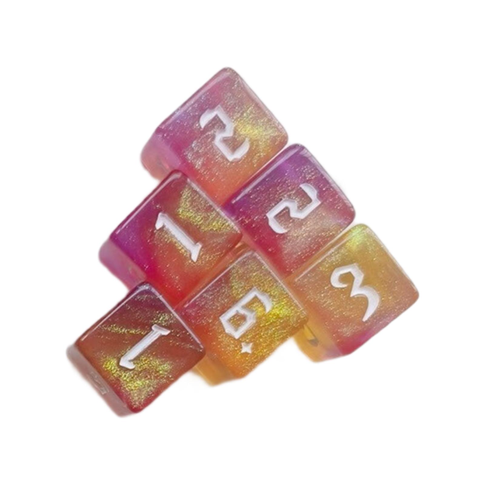 

6Pcs 6 Sided Game Dices 16mm Round Corner Dices Set for Table Dices Game Math Teaching Colorful Six Sided Dices Cubes H