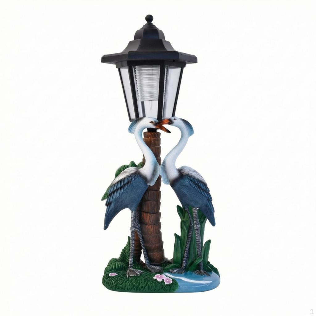Crane Statue with Solar Lantern Outdoor Decorative Landscape Lighting
