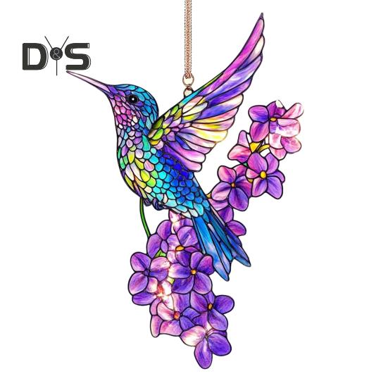 

Красочные колибри ловец солнца окрашенный акриловый цветок и колибри украшение подвесной ловец солнца для дома в помещении окна сада балкона A
