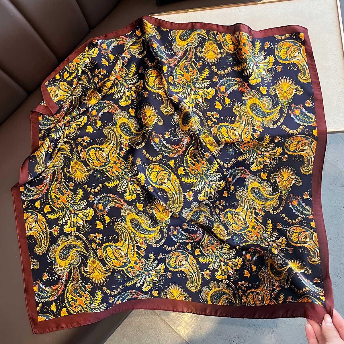 

Квадратный платок Женский Искусственный шелк Бандана Повязка на голову Шарф для волос Весна/Лето Роскошный шейный платок Хиджаб Для Путешествий Декор