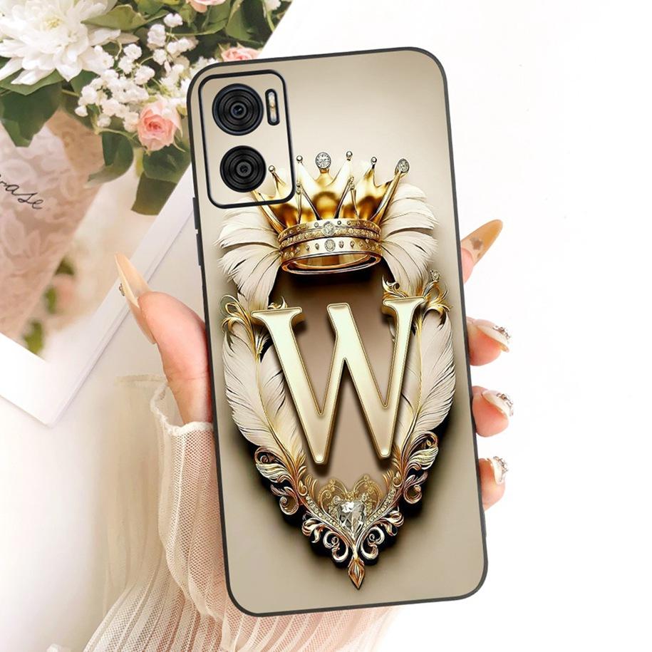For Motorola Moto E22i E22 E22s Case Luxury Crown Letters Soft Silicone Back Cover For MotoE22 E 22 E 22i E 22s Shockproof Funda
