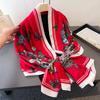 Spring and summer thin print simulation silk brocade sunscreen gorgeous butterfly silk scarf long scarf shawl versatile headscarf scarf