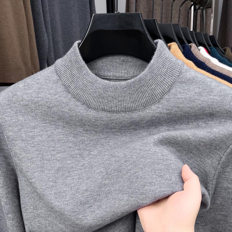 Herrenpullover mit halbem Rollkragen: Trendige Herbst/Winter Strickware im koreanischen Stil, Warme Oberbekleidung für Herren