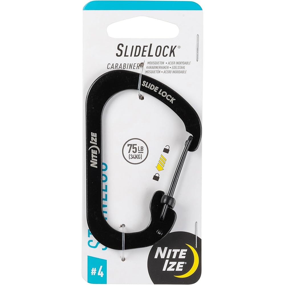 Nite Ize SlideLock Carabiner #4 Black 3.5 in Durable Lightweight Clip