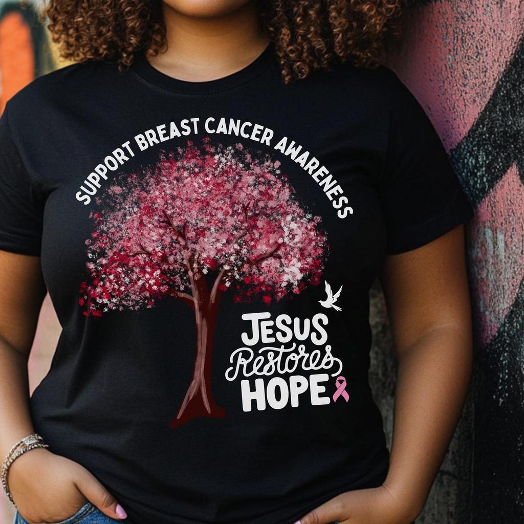 Breast Cancer Awareness Tee: Pink Ribbon Hope, Faith Shirt