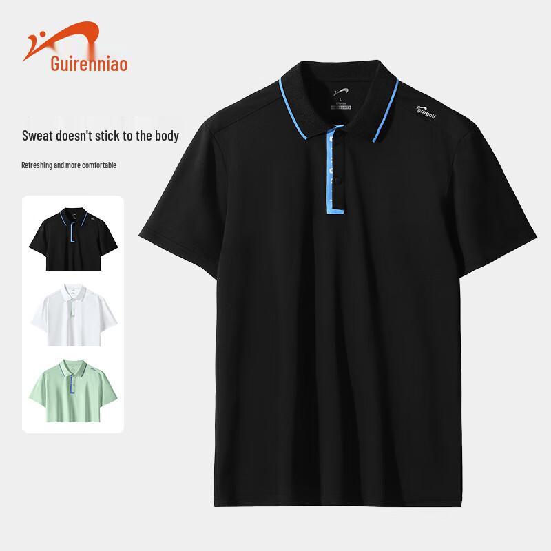 Guirenniao Men s Stretch Cool-Feel Short-Sleeve Polo Shirt M