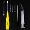 Melleco LED Lighted Tonsil Stone Removal Tool, Yellow, 3 Tips, Box + 1 Stainless Steel Tonsil Stone Picker + 1 Irrigation Syringe