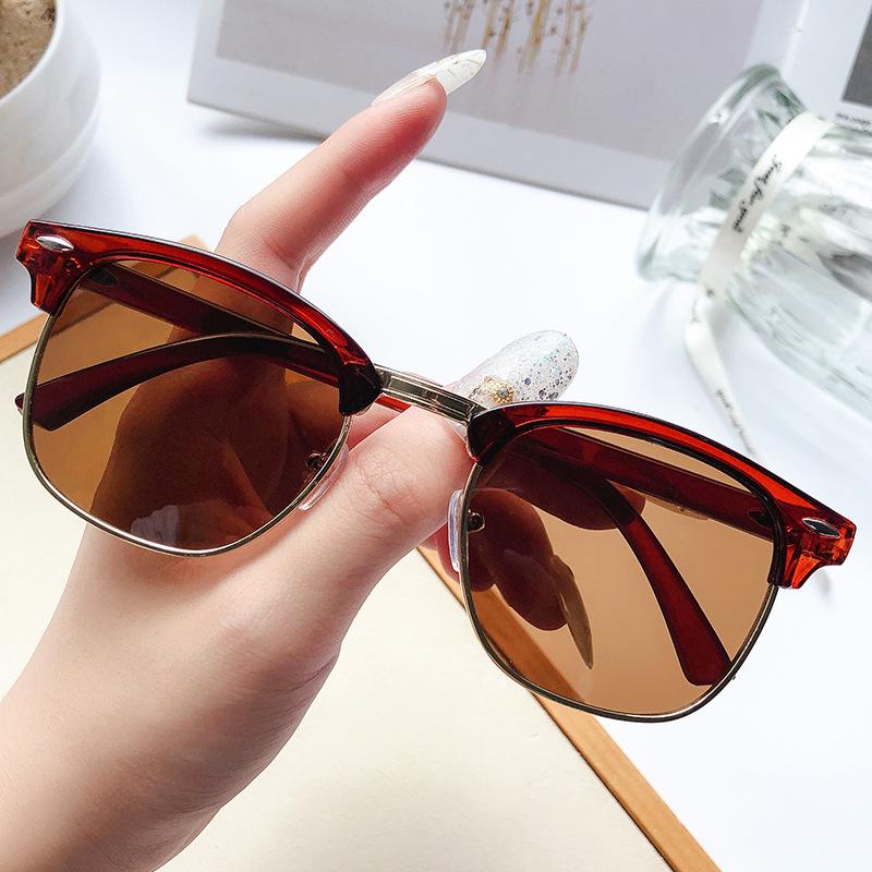 Retro Half-Frame Unisex Anti-UV Sunglasses for Fashion and Driving