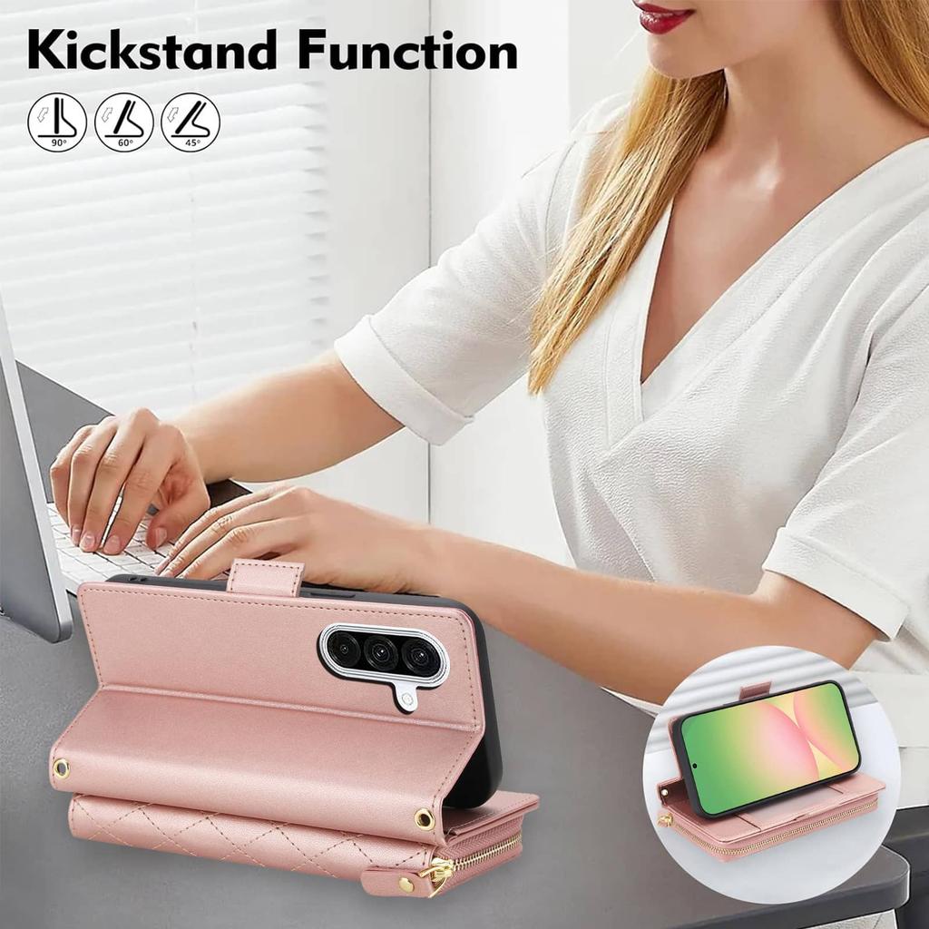 WEFOR Crossbody Wallet Case for Samsung Galaxy A57 A56 A55 A54 A37 A36 A35 A26 A25 A17 A16 A15 RFID Blocking Zipper Flip Cover