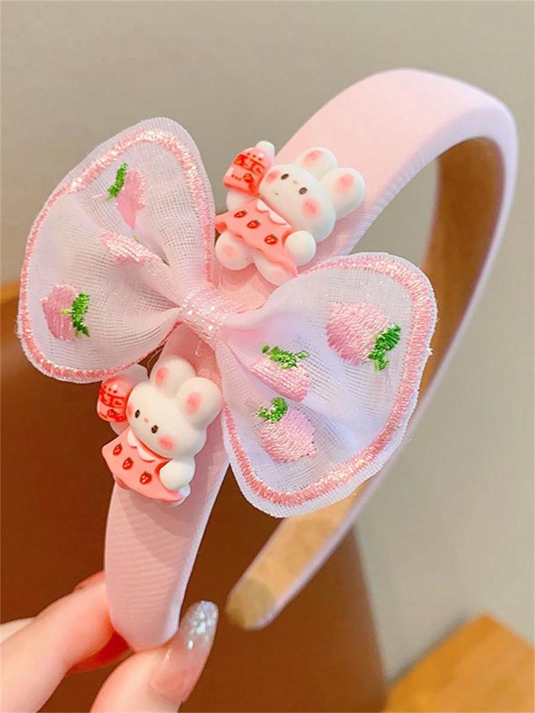 1 fascia per capelli da donna rosa primaverile con faccia di coniglio dei cartoni animati, per lavare il viso, con pompetta, carina, piccola, fresca, con personalità