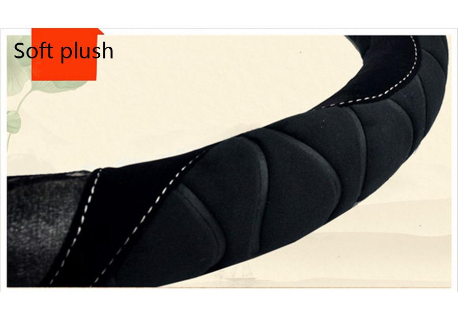New short plush steering wheel cover flocking car handle warm non-slip for car