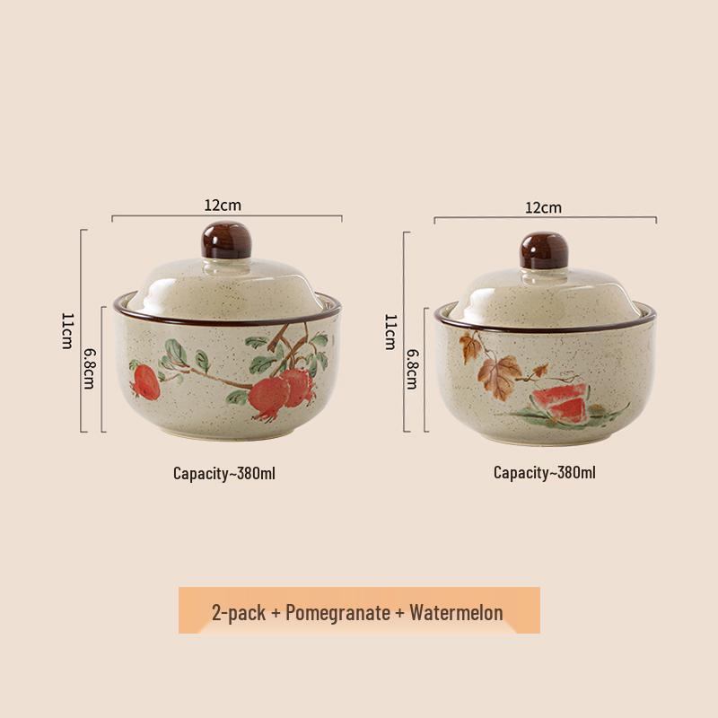 Chinese Retro Ceramic Single-Serve Stew and Soup Pot with Lid