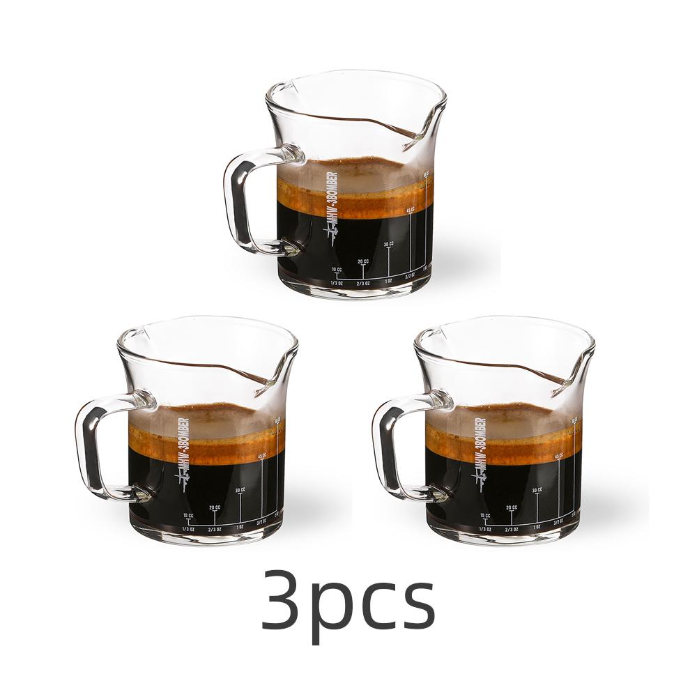 MHW-3BOMBER 70/80ML Coffee Measuring Cups Clear Glass Espresso Shot Glasses Milk Frothing Pitcher Home Kitchen Measuring Tools