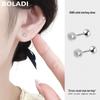 S999 Pure Silver Zircon Bead Threaded Stud Earrings for Women - Simple Screw-Back Cartilage Piercing