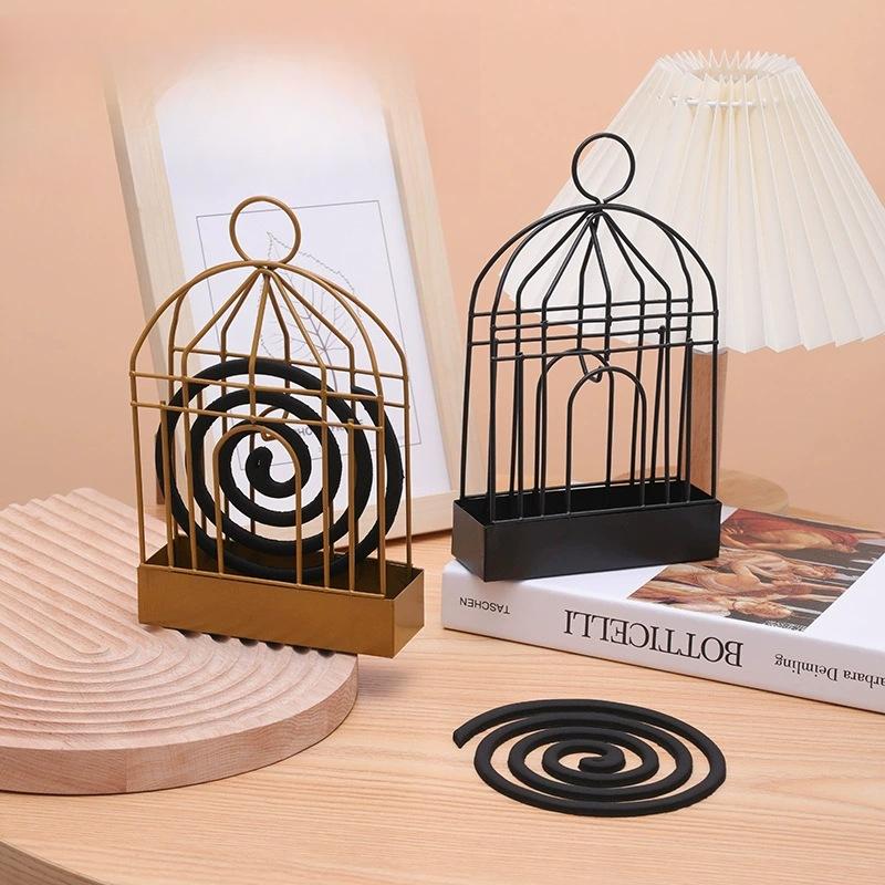 Nordic Style Iron Art Birdcage Mosquito Coil Holder Incense Shelf Home Mosquito Repeller Holder Ornament