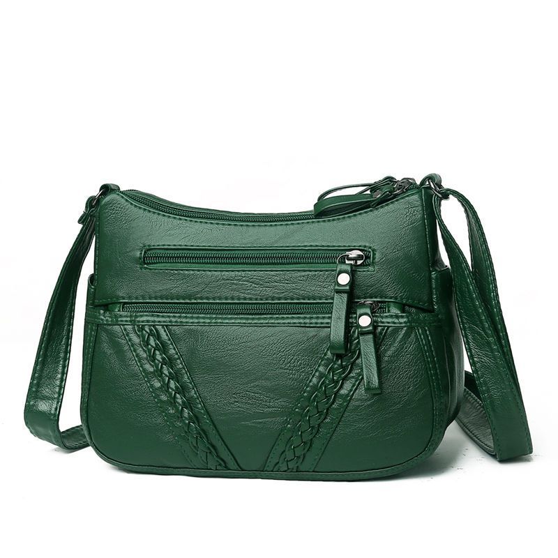 Middle-Aged And Elderly Women'S Bags Crossbody Large-Capacity Work Bags Washed Leather Shoulder Bags Small Square Bags