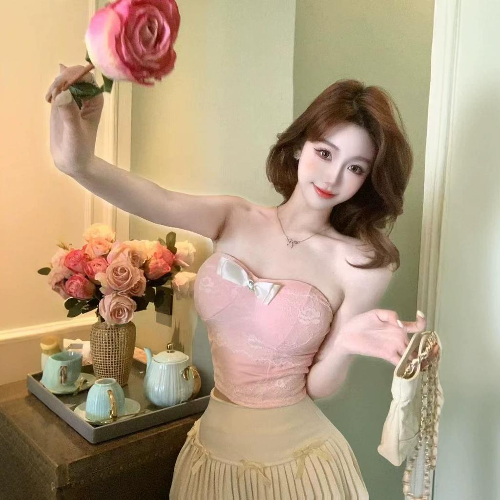 Design Sense Slim-fit Lace Splicing Tube Top Women's Summer Waist Skinny Inner Sexy Spice Sleeveless Top