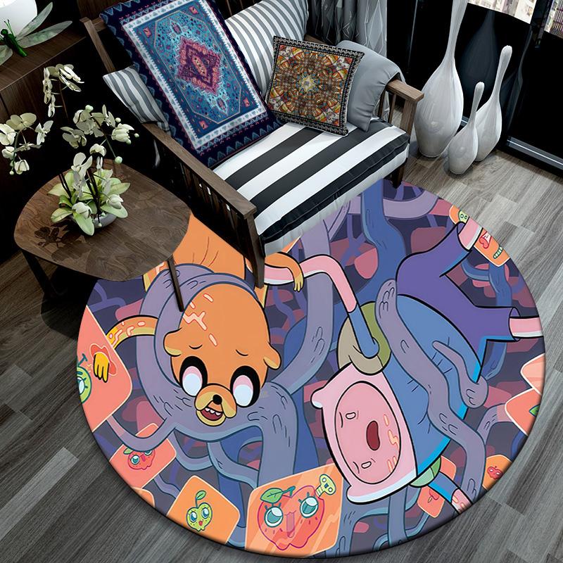 Tappeto Rotondo Adventure Time, Tappeto per Soggiorno Camera da Letto Divano Sala Giochi Decorazione, Tappetino Antiscivolo
