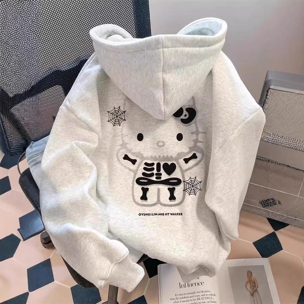 Women's Cozy Japanese Cat Hoodie: Stylish Autumn/Winter Fashion
