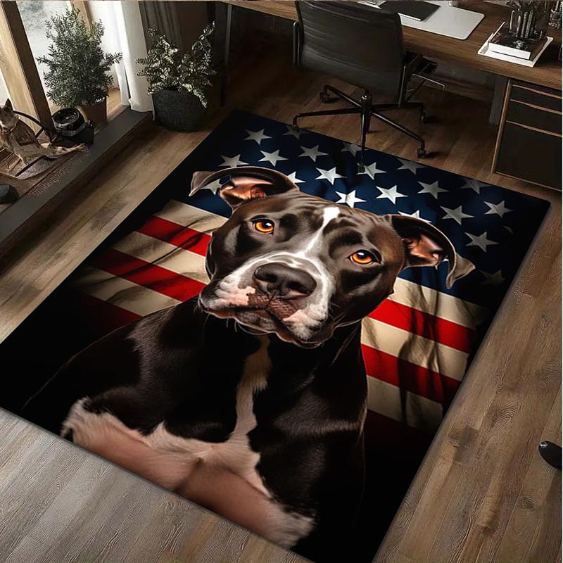 1Pc Pit Bull Print Rug - Computer Chair Area Rug Home Decoration Carpet For Living Room Bedroom Flooring Mat