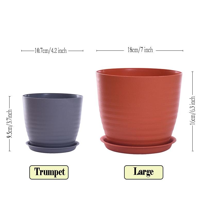European Style Thickened Resin Flower Pot with Tray Simple Round Green Dipcorn Planting Pot