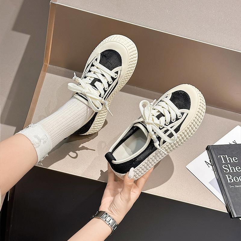 Korean lace mesh canvas shoes women's summer new thick-soled heightening hollow breathable fisherman shoes board shoes