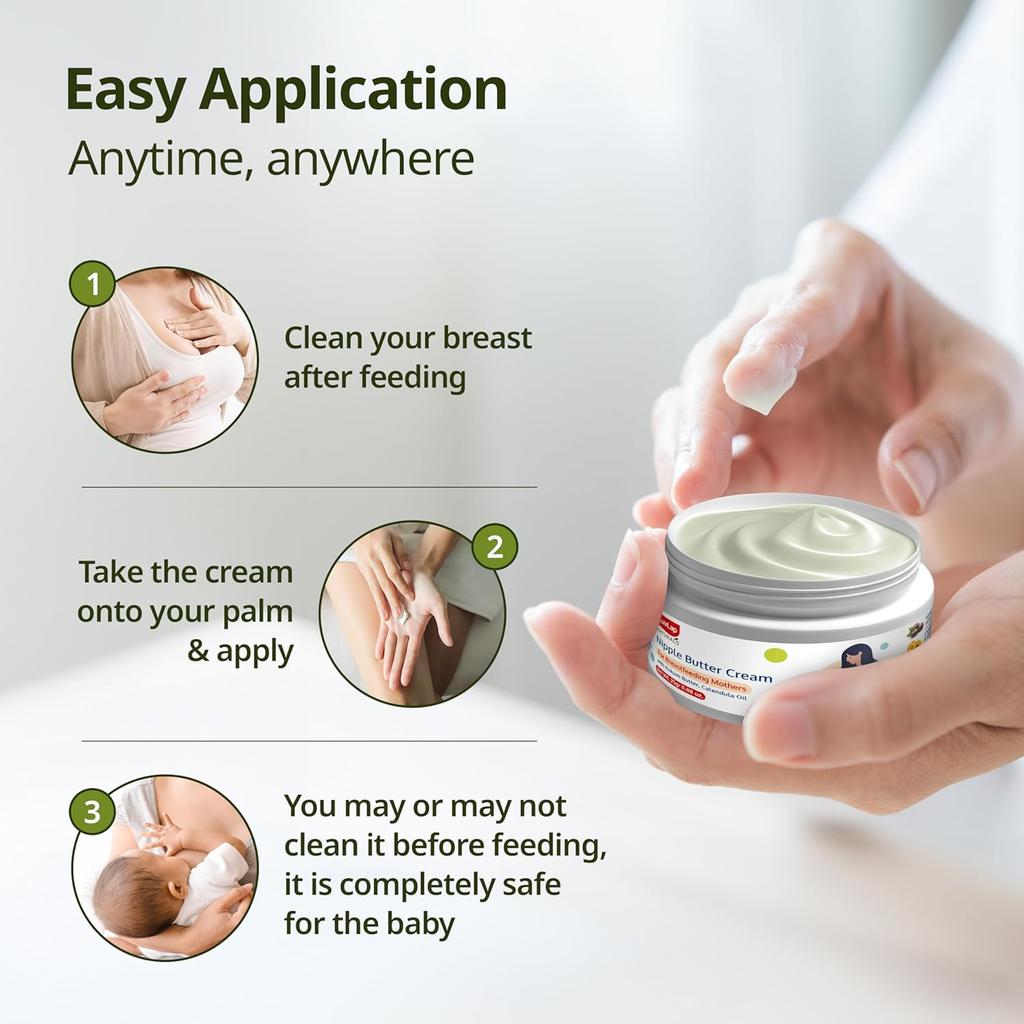 LuvLap Naturals Brustwarzenbuttercreme für wunde, rissige, trockene Brustwarzen Stillende Mütter 100g