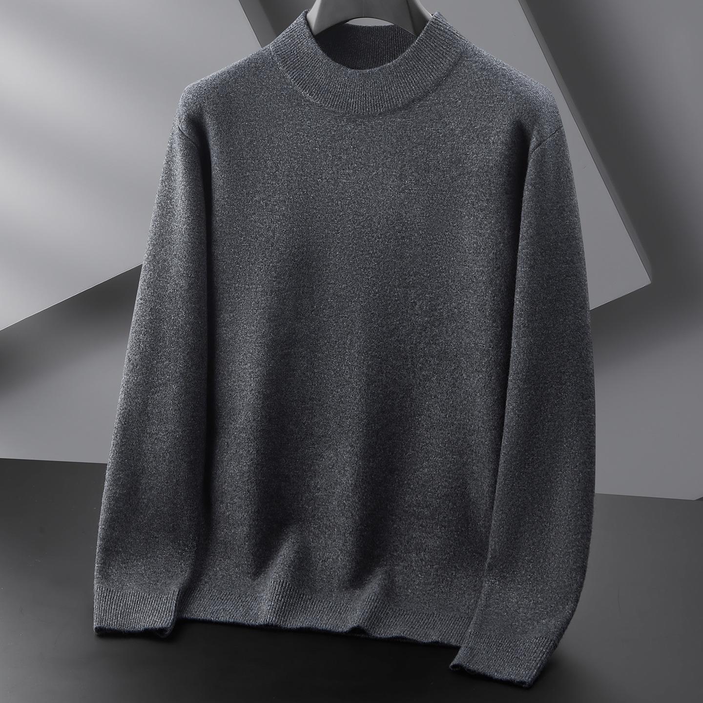 

2025 Plus Size Men s Half-High Collar Velvet Sweater - Warm Winter Base Layer 2XL (150-170 lbs) темно-сірий