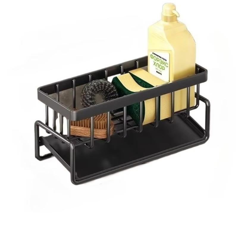 Stainless Steel Sink Organizer Drain Rack with Soap Sponge Holder Multi Layer Filter Basket Kitchen Storage Kitchen Organizer