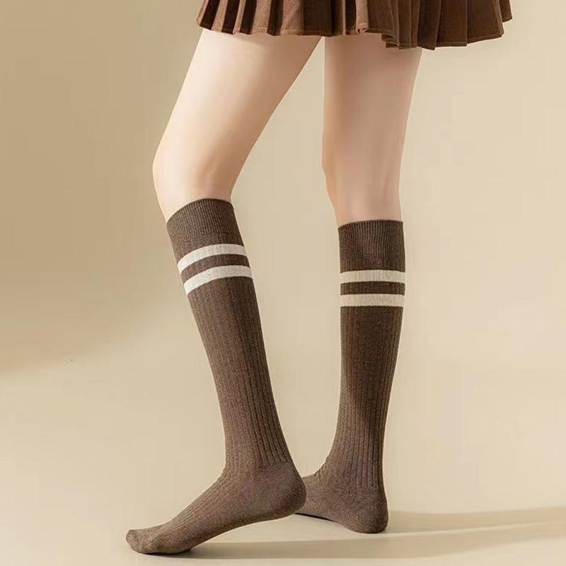 1 Paar Socken Gestreifte Lange Socken Sommer Dünne Mittellange Socken Schmale Wadenstrümpfe Bequem Atmungsaktiv Japanischer Stil Vintage Socken
