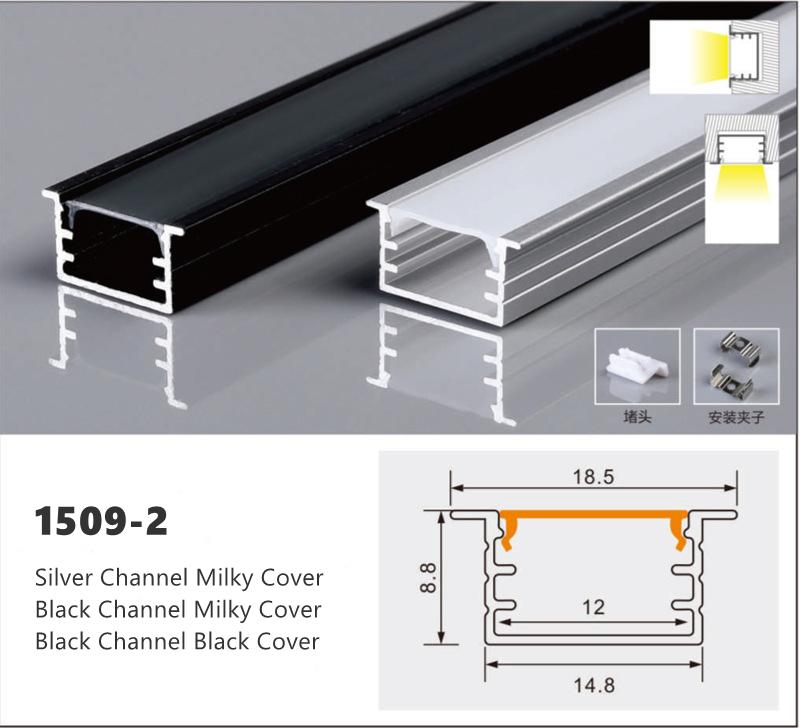 0.5m U/W Style LED Aluminum Profile Black Silver Channel Holder PC Cover Bar Lamp For Cabinet Closet Decor Linear Strip Light