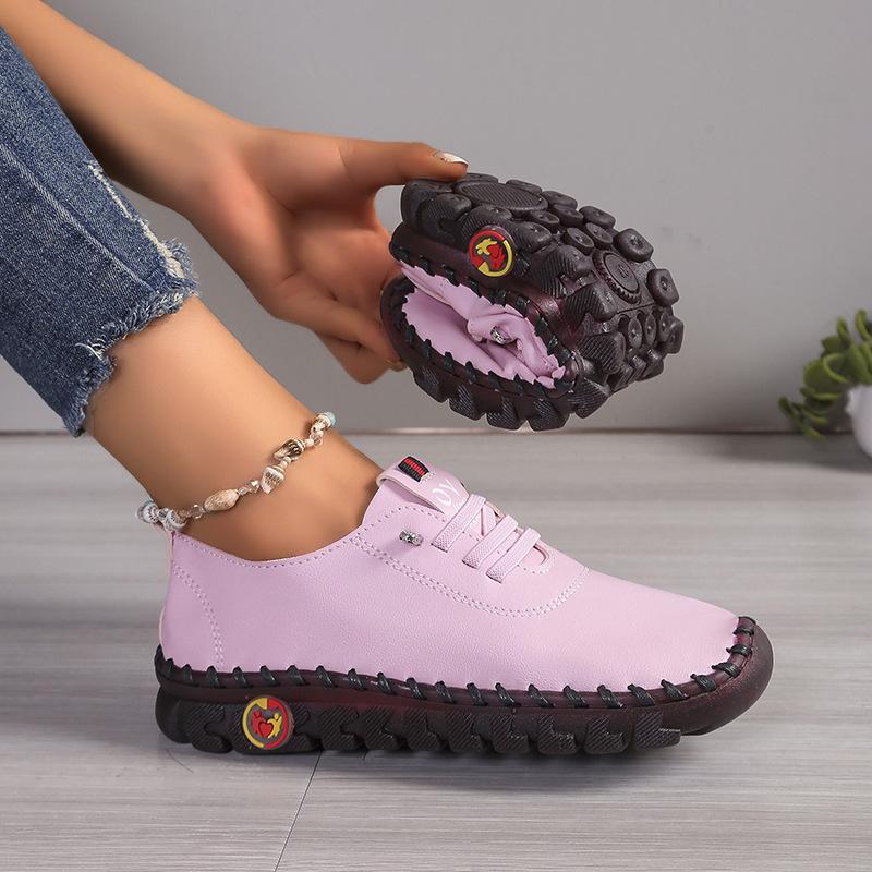 New Stitching Rubber Sole Single Shoes Women Soft Bottom Soft Leather Mom Shoes Large Size 35-45 Women's Shoes