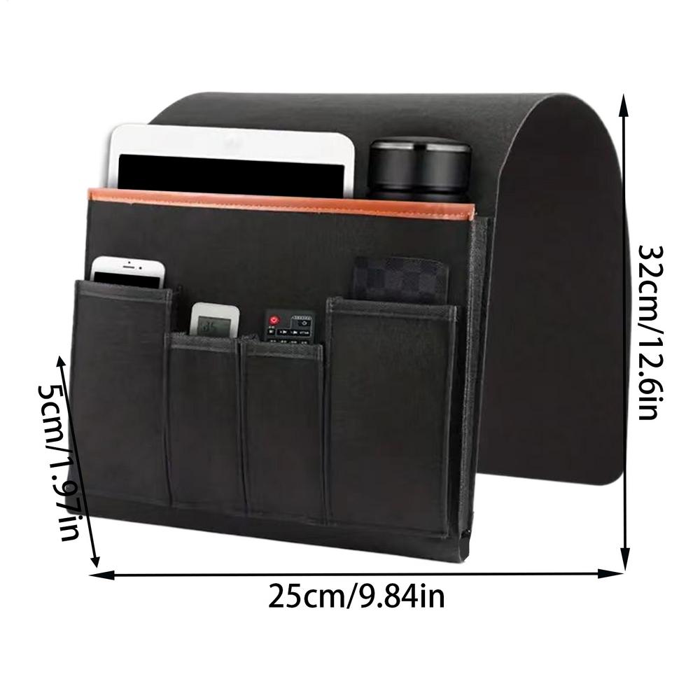 Non-Slip Armrest Organizer for Couch & Bed Multifunctional Storage Pouch with Pockets for Remote, Phone, Book