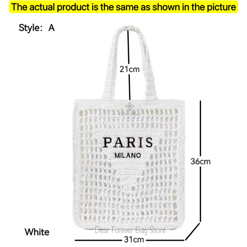Women'S Fashion Large Capacity Handmade Straw Knitting Tote Bag Summer Travel Beach Shoulder Bags Casual Simple Portable Handbag