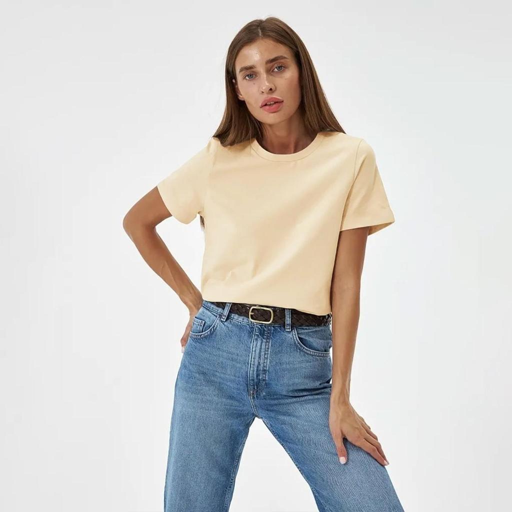 Maglietta Donna Basic A Maniche Corte Colore Caffè Taglia S | Top Estivo In Tinta Unita, Scollo Rotondo, Casual Chic Per Ufficio E Tempo Libero