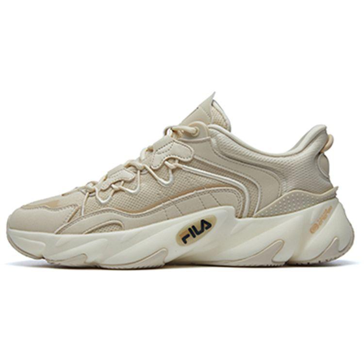 Fila Heritage Round Toe Lace-Up Retro Patchwork Sports Low-Top Running Shoes Men Sneaker Beige F12M141105FAG