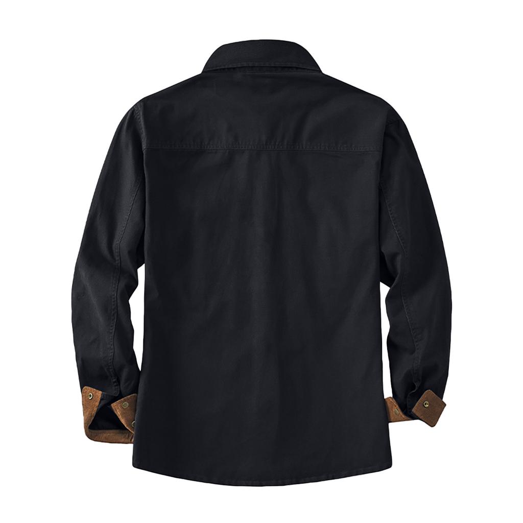 Men's Solid Pocket Work Shirt Men's Casual Fashion Trucker Shirt